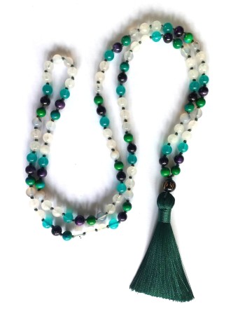Green Tassel Hand-Knotted Mala Beads