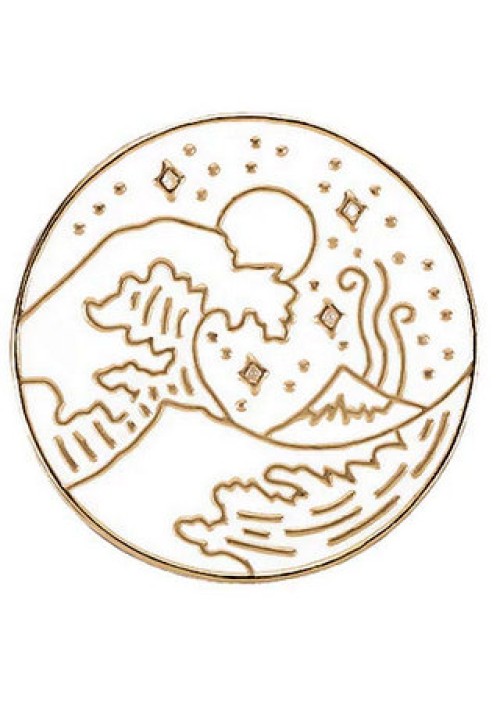 White Wave Enamel Pin