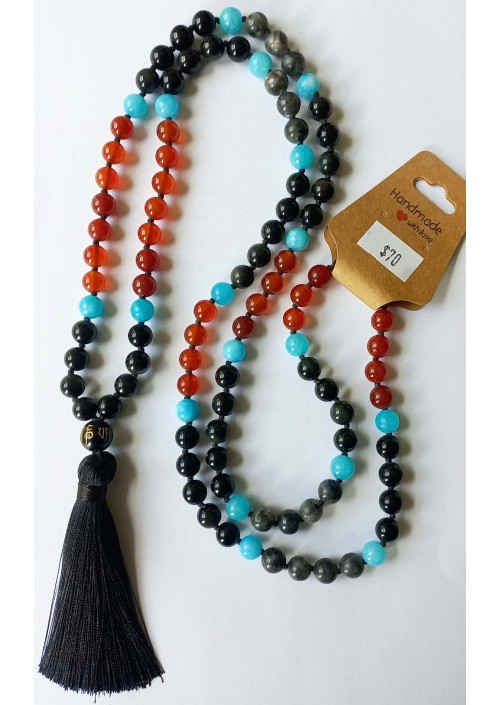 Spark of Fire Hand-Knotted Mala Beads