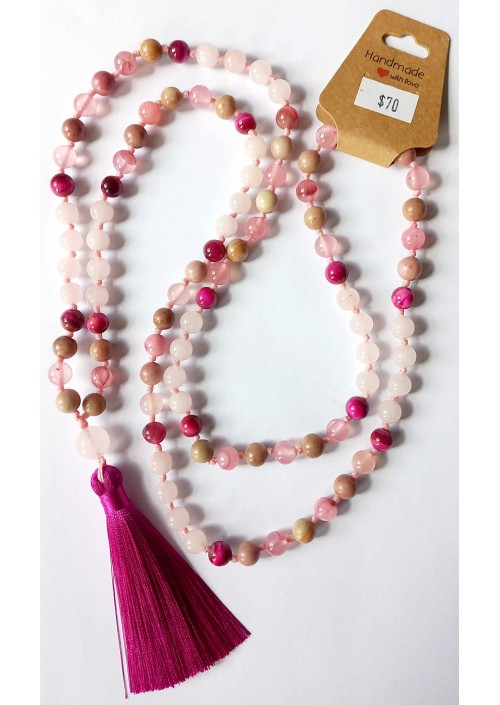 Rose Tassel Hand-Knotted Mala Beads