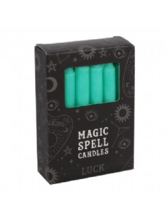 Pack of 12 Green 'Luck' Spell Candles