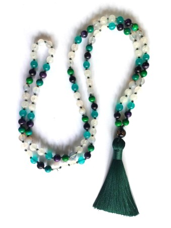 108 Green Tassel Handtied Mala Beads